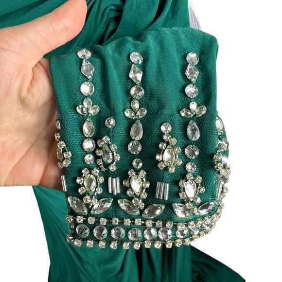 Mac Duggal Teal Off-Shoulder Maxi Dress - Picture 5 of 8